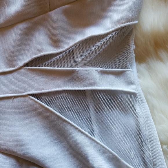 White Halter Top Mini Mesh Cut Out Dress - Picture 8 of 8